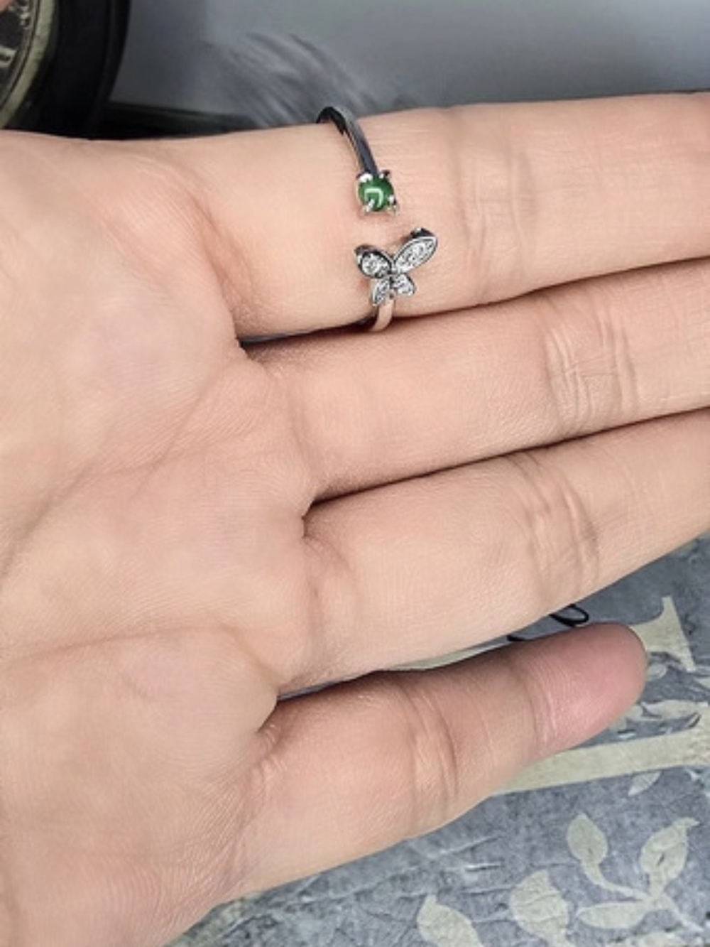 Cutesy Natural Stackable Butterfly Ring Adjustable